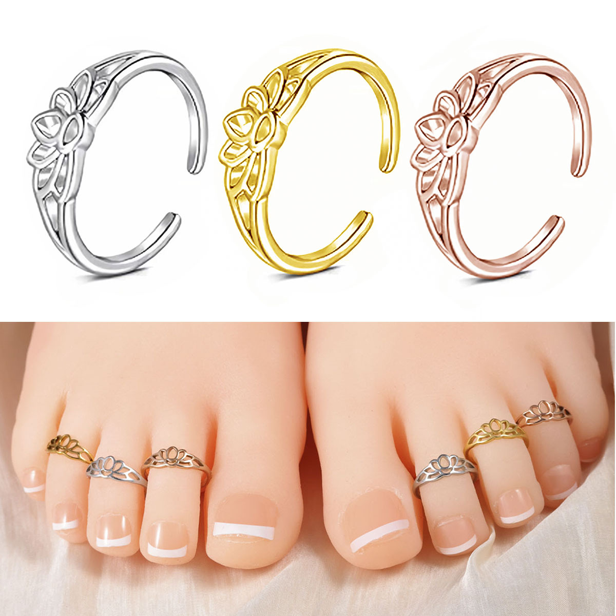 Body Jewelry Rings - Bague d'orteil en acier inoxydable motif