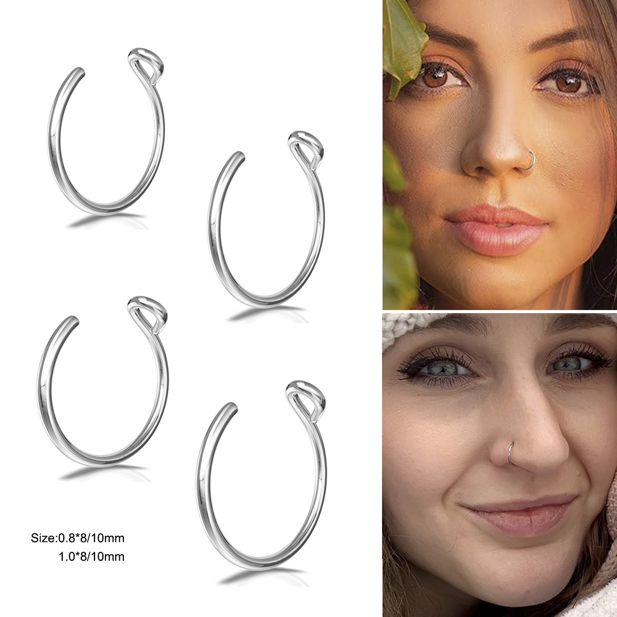 Body Jewelry Metal Types - 2 Pièces Anneau de nez en