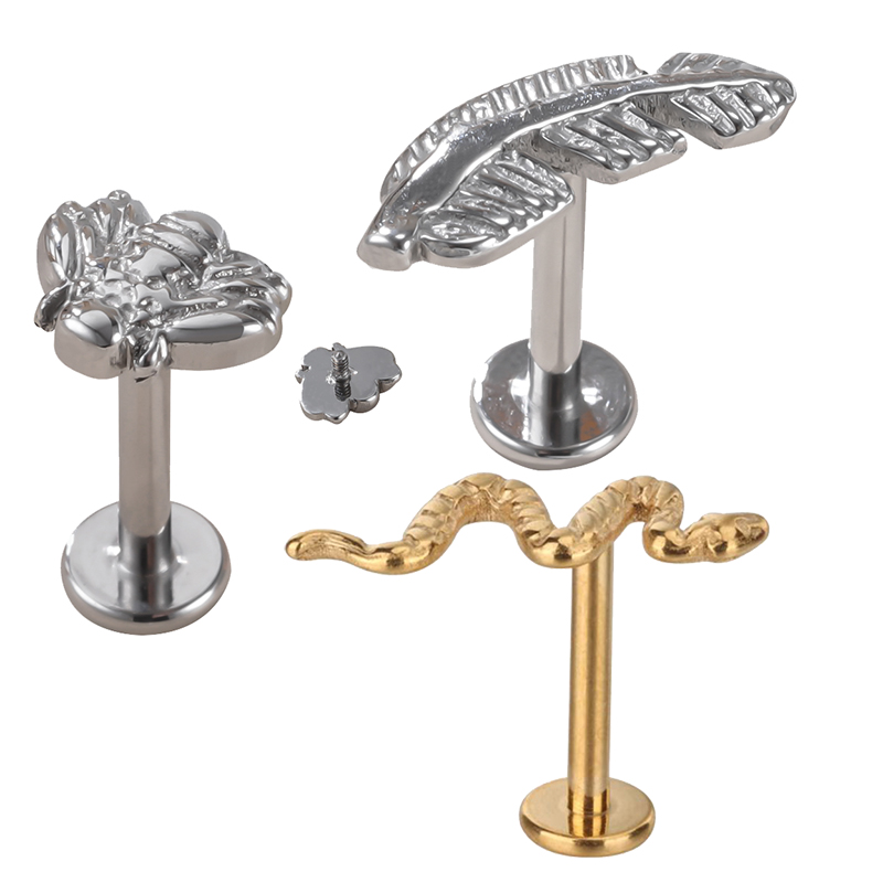 Body Jewelry Metal Types - G23 titane serpent/abeille/plume/type PIERC lèvre Stud