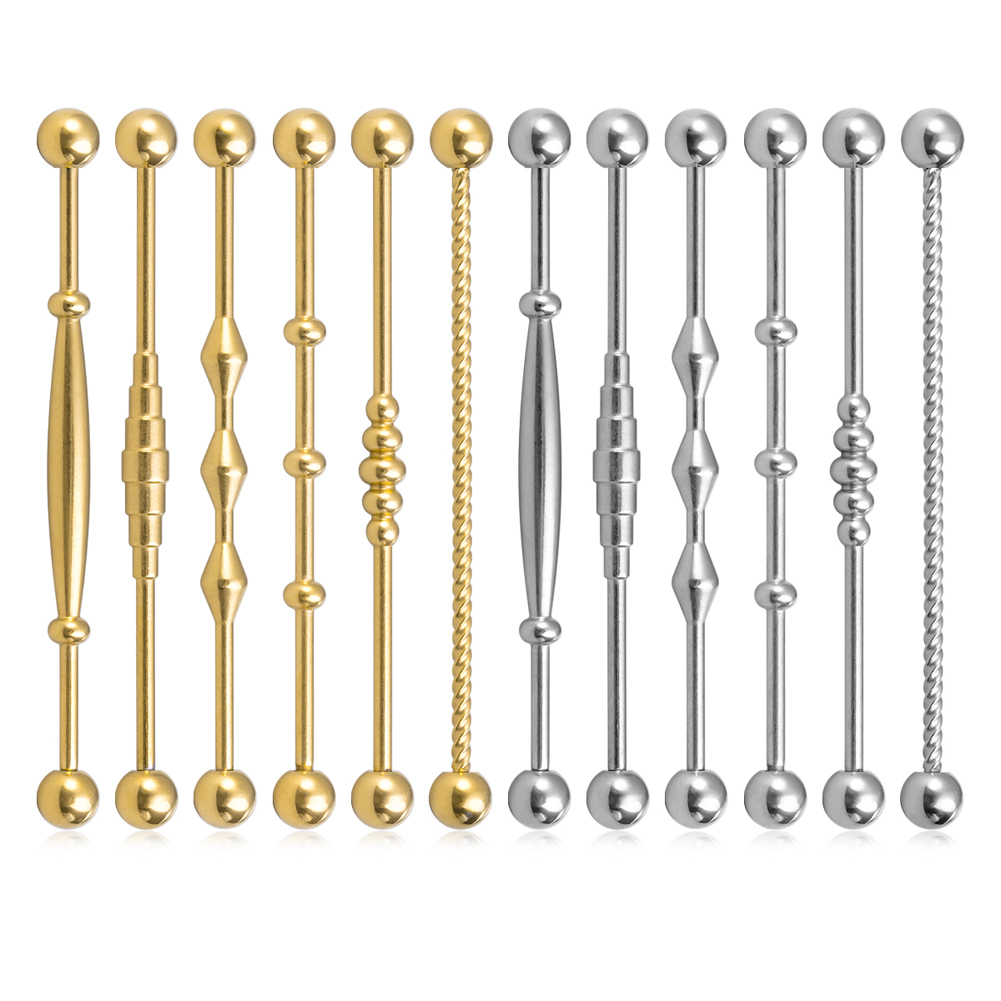 Industrial Barbell Long - Boucles d'Oreilles Industrielles en Acier Inoxydable,