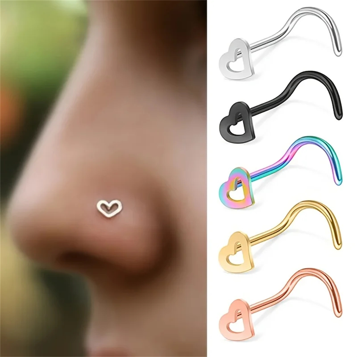 Body Jewelry Metal Types - EVISPOL 5 pièces Piercings de nez