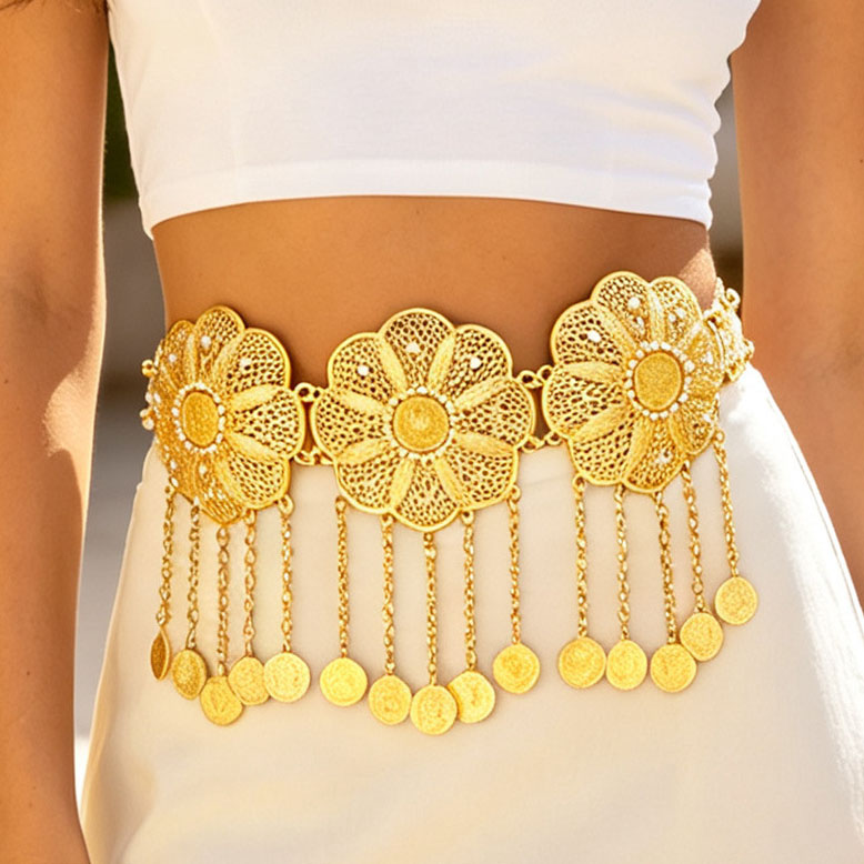 Ceinture de taille dorée en al - Body Jewelry Dubai avis et prix